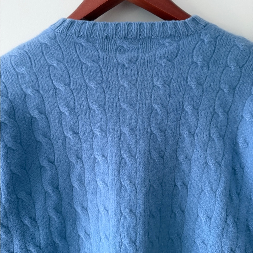 Polo Ralph Lauren 100% Cashmere EUC Cable Knit Sweater Litchfield Blue Size L - Picture 10 of 15
